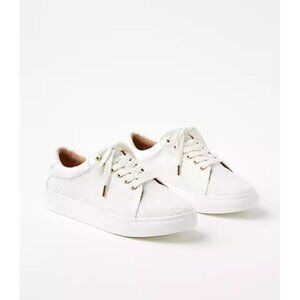 Ann Taylor LOFT Womens Size 8 Casual Eyelet Lace Up Sneakers Whisper White $70